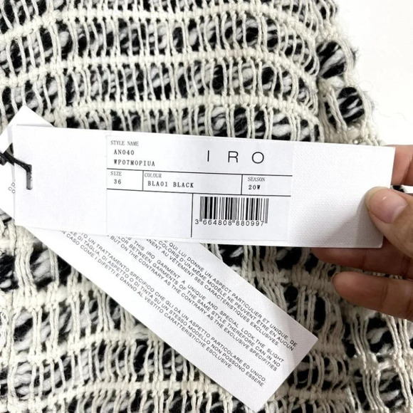 IRO NWT Mopiua Fringe Tweed Jacket Size 36 Open Front Slightly Cropped Fringe - Picture 10 of 11